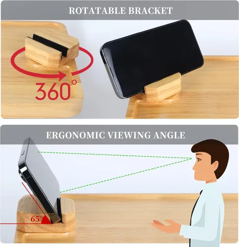 Vista 5 de Bandeja de sofá para sofá ancho, brazo de sofá con clip de 15 x 9.8 pulgadas con soporte giratorio de 360°, espacio de ensanchamiento de mesa