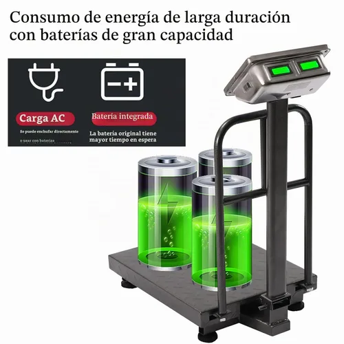 Vista 2 de Báscula de plataforma industrial de 660 libras con barandilla extraíble LB/KG para computación de peso, báscula digital, báscula de plataforma