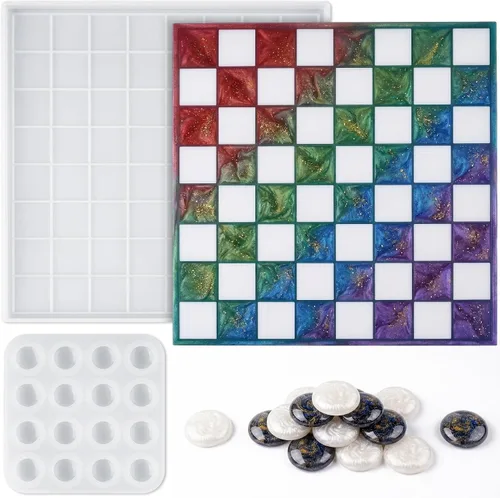 Vista 9 de NiArt Kit de moldes de silicona para fundición de resina de 11 x 11 pulgadas, juego de tablero y piezas 3D, manualidades, bandeja epoxi UV