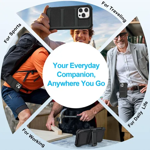 Vista 8 de Funda con Clip para Cinturón Compatible con iPhone 14 Plus Defender Case con Soporte Giratorio de 360° - Protección de Servicio Pesado Anti-Caídas A