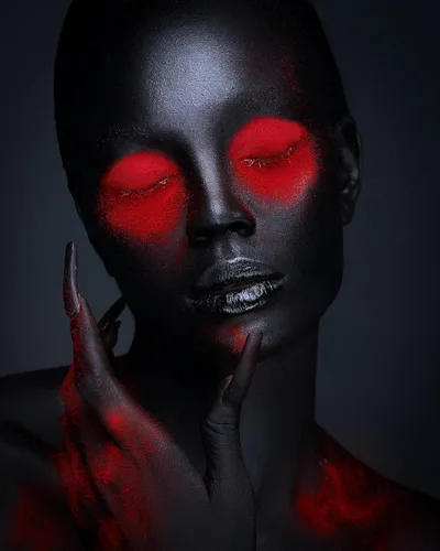 Vista 4 de Go Ho Pintura facial y corporal negra líquida (2.1 onzas), maquillaje negro a base de agua y pintura corporal para aerógrafo maquillaje especial FX