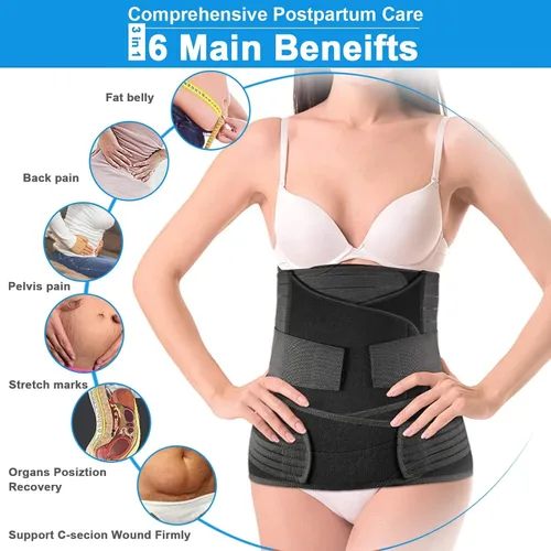 Vista 7 de Faja modeladora para recuperación posparto, 3 en 1, para abdomen/cintura/pelvis