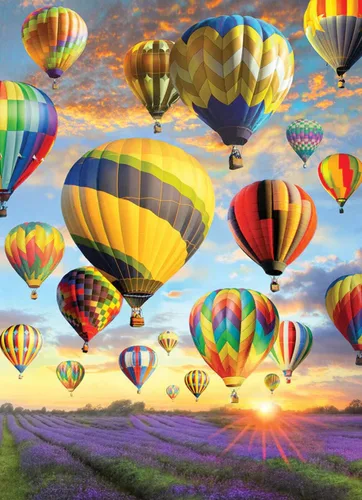 Vista 2 de Cobble Hill - Rompecabezas de 1000 piezas, globos de aire caliente, póster de muestra incluido