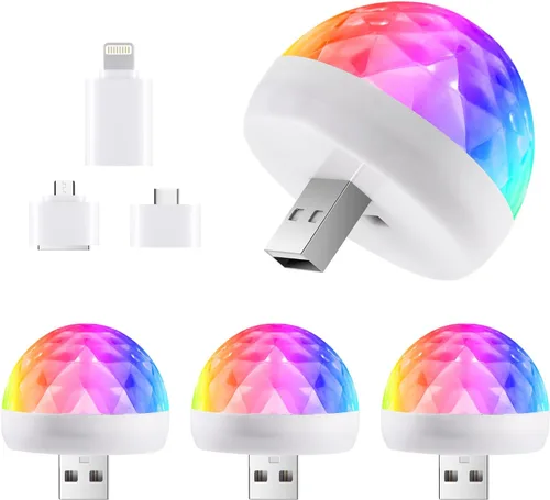 Vista 8 de Mini Luz de Disco USB Activada por Sonido para Fiesta, Relleno de Medias para Niños - Crea una Atmosfera Festiva con Esta Luz de Decoración para Bar