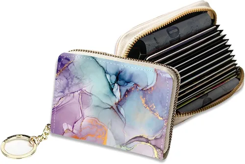 Vista 10 de Soporte para tarjetas de crédito, elegante cartera delgada para mujer con bloqueo RFID, perfecta para negocios y uso diario, mantiene tus