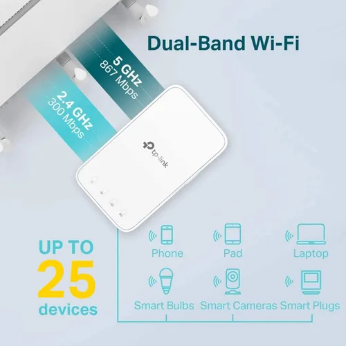 Vista 3 de TP-Link - Amplificador WiFi AC1200 (RE300), cubre hasta 1500 pies cuadrados y 25 dispositivos, hasta 1200 mbps, admite OneMesh, repetidor WiFi