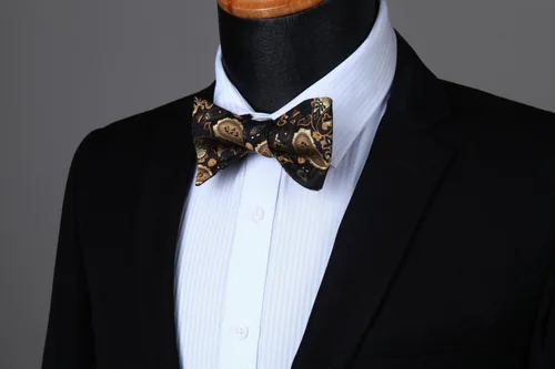 Vista 175 de HISDERN Pajaritas para hombre, corbatín de cachemira para hombre, corbata de lazo y bolsillo cuadrado, juego formal de esmoquin para boda