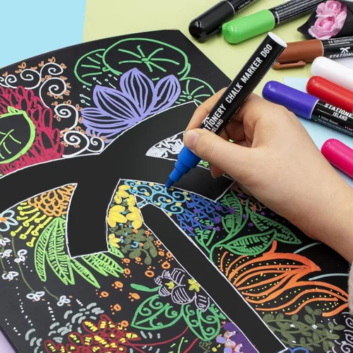Vista 7 de STATIONERY ISLAND Bolígrafos de tiza para pizarra, marcadores de tiza líquida para pizarra y vidrio, bolígrafos de tiza limpiables para dibujo