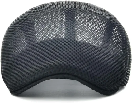Vista 4 de Hombres Malla Newsboy Gorra plana Ivy Cabbie Newsboy Cap Negro
