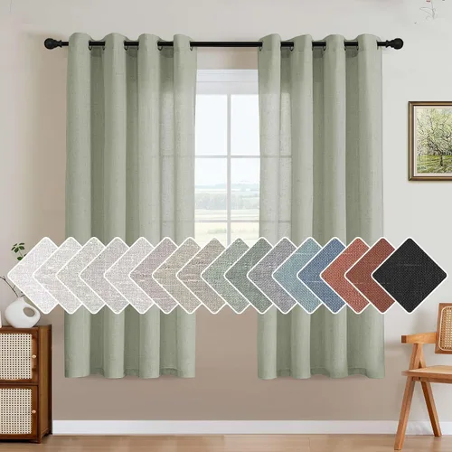 Vista 77 de H.VERSAILTEX Elegant - Cortinas texturizadas de lino natural mezclado con eficiencia energética, filtrado de luz, con ojales de níquel
