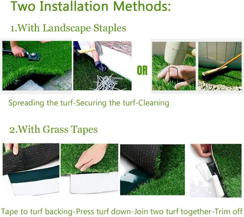 Vista 7 de Césped artificial de 0.8 pulgadas, tamaño personalizado para perros, césped artificial para exteriores, alfombra de 4 tonos, césped sintético