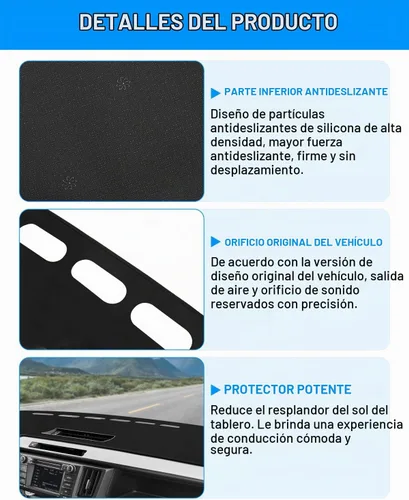 Vista 6 de Cartist Ajuste personalizado para alfombrilla de salpicadero Toyota RAV4 2013-2018 Accesorios Funda de salpicadero de ante antideslizante Protector