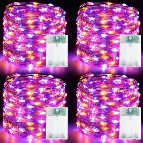 Vista 23 de Paquete de 2 guirnaldas de 30 luces LED de calabaza para decoración de otoño, funciona