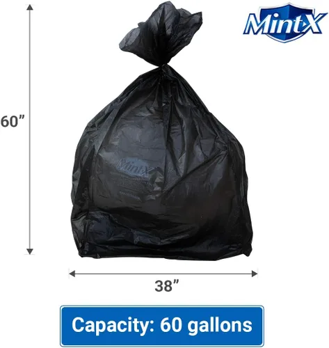 Vista 3 de Mint-X Bolsa de basura repelente de roedores, 0.866 mil, alta densidad, sello estrella, 60 pulgadas de alto x 38 pulgadas de largo, 60 galones