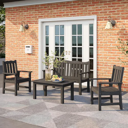 Vista 8 de Stoog Mesa auxiliar para exteriores, mesa auxiliar de madera de polietileno para todo tipo de clima, mesa auxiliar rectangular para patio trasero