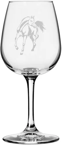 Vista 14 de Abaco Barb Body Horse - Copa de vino grabada multiusos (12.75 onzas) Unique Gifts for Horse Lovers, Personalized Wine Glasses, All-Purpose