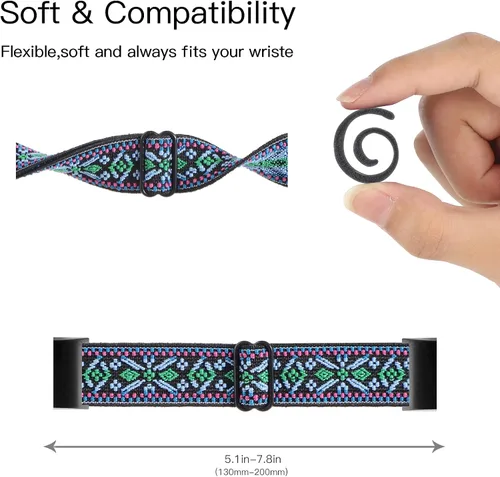 Vista 3 de YONWORTH - Banda elástica ajustable para reloj compatible con Fitbit Charge 2. Correa de nailon elástica, suave para muñecas. Pulsera deportiva