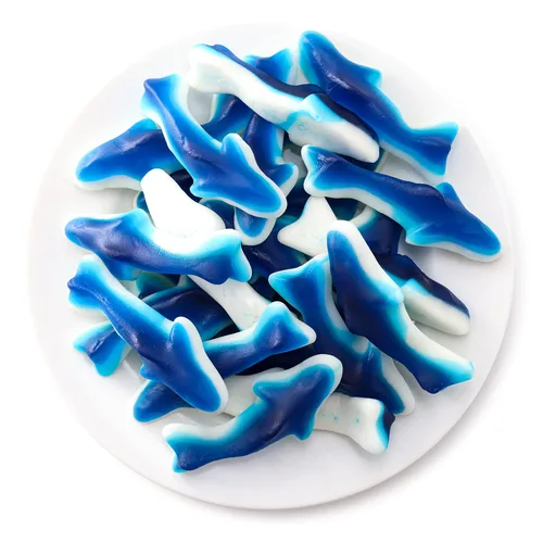 Vista 7 de Blue Sharks - Caramelos de gomitas – Paquete a granel de 2 libras – Sabor a malvavisco de frambuesa azul