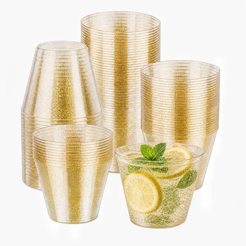 Vista 19 de Juego de 50 vasos de plástico transparente de 10 onzas con tapas