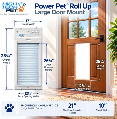 Vista 7 de Power Pet Smart - Puerta automática enrollable para perro, WiFi (grande, montaje en puerta)
