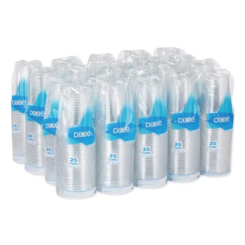Vista 2 de Dixie - Vasos fríos de plástico PETE de 12 onzas, CPET12DX, 500 tazas, transparentes, 25 tazas por manga, 20 fundas por caja