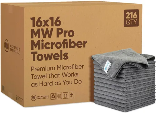 Vista 9 de Microfiber Wholesale Toallas de microfibra Pro Multi Surface de 16" x 16" a granel Caja: 216 Cantidad (negro)