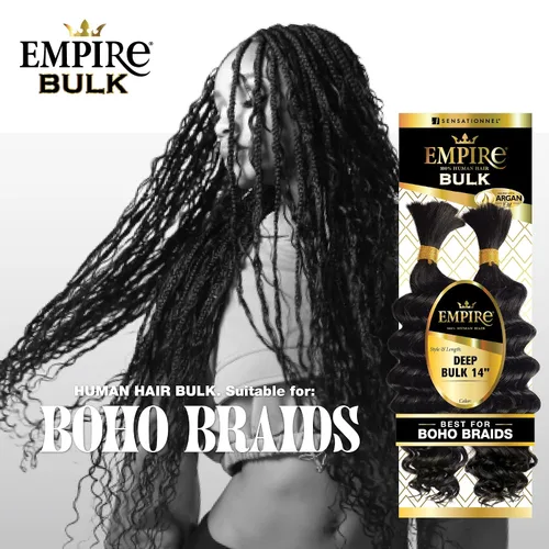 Vista 4 de Sensationnel Empire Bulk Braiding – Trenzado a Granel – Trenzas de cabello humano profundo para estilos de caja boho sin nudos o estilos de ondas