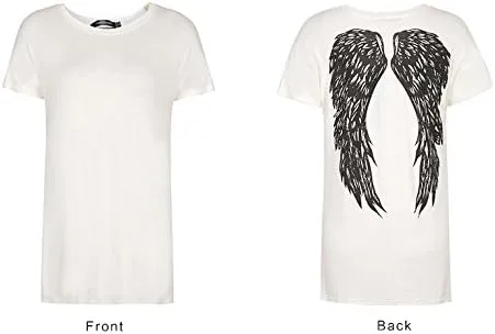 Vista 6 de FV RELAY Camisetas casuales de verano de manga corta con alas de ángel para mujer