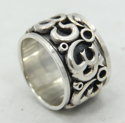 Vista 3 de Anillo simbólico de plata de ley 92.5 Om Ohm Aum para mujeres y hombres, sin níquel