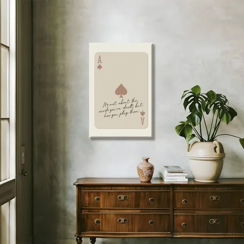 Vista 7 de Pósteres de moda Ace of Spades, tarjeta de juego retro, arte de pared, póster inspirador con cita inspiradora, tarjeta de As beige, motivacional