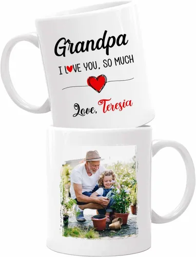 Vista 14 de Taza de regalo para abuelo, taza de café blanca con foto personalizada para nietos, regalo para el día del padre, papá, abuelo, abuelo, taza de café