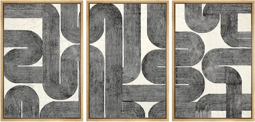 Vista 101 de SIGNWIN Lienzo enmarcado para pared, juego de arte abstracto de serenidad costera, ilustraciones abstractas junto al mar, arte moderno, decorativo