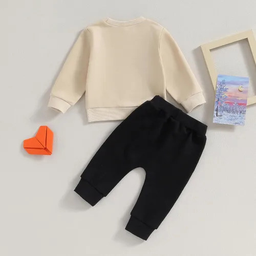 Vista 4 de Conjunto de sudadera larga para bebé niña para otoño e invierno, sudadera larga con pantalón elástico