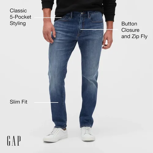 Vista 3 de GAP Jeans de mezclilla elásticos y ajustados para hombre