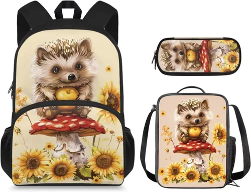 Vista 9 de Mochila 3D Otter para niños de 9 a 11 años, bonita mochila para niñas para la escuela, mochila elegante para niños con lonchera y bolsa