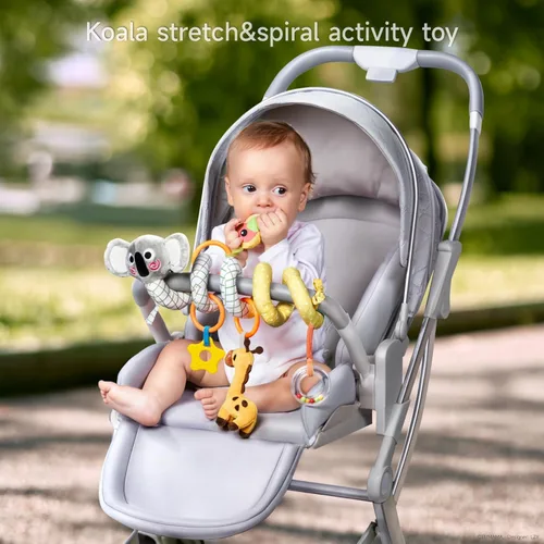 Vista 2 de TUMAMA - Juguetes en espiral para asiento de automóvil, juguetes para bebés de 0, 3, 6, 9, 12 meses, cochecito infantil, juguetes colgantes