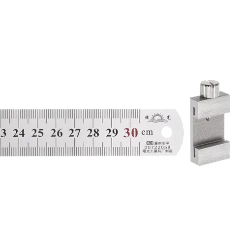 Vista 7 de HARFINGTON Regla de acero inoxidable 2 en 1 con bloque de escritura 19.7 in/20 regla métrica y de metal en pulgadas con latón de 1.181 in