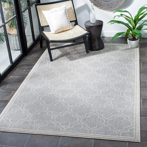 Vista 11 de Safavieh Amherst Collection Tapete AMT412A para interiores/exteriores de color marfil y verde claro, Polipropileno