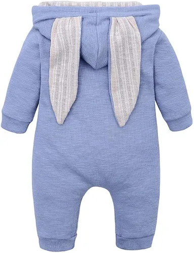 Vista 3 de Mameluco de manga larga con capucha para bebés y niños y niñas