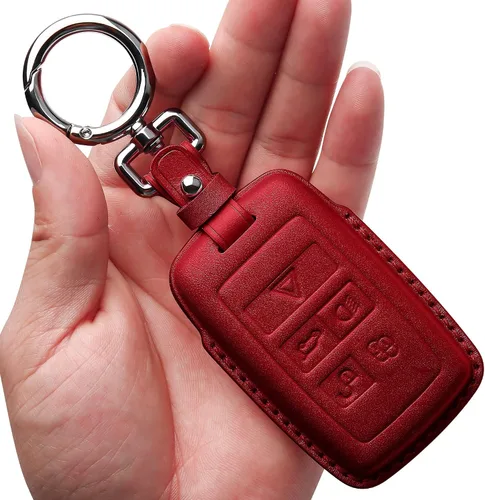 Vista 8 de Tukellen Funda de cuero para llavero Range Rover con llavero compatible con llave remota inteligente Range Rover Sport Evoque Velar Discovery 2018