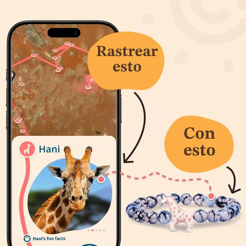 Vista 4 de Fahlo Pulsera de seguimiento de jirafa – Sigue el viaje de una jirafa real – Apoya la conservación de la vida silvestre – Elástica, talla única