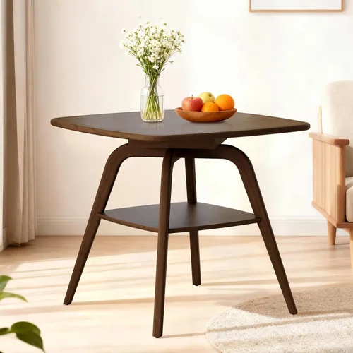 Vista 9 de Mesa de comedor cuadrada de 29.5 pulgadas para espacios pequeños, marco de madera maciza con parte superior de chapa resistente a los arañazos