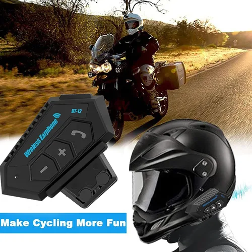 Vista 6 de Auriculares para Casco de Motocicleta Headset Estéreo Bluetooth Auriculares Inalámbricos Manos Libres Micrófono Auriculares Reproductor de Música