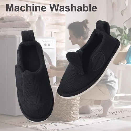 Vista 7 de IIITHREE Pantuflas de espuma viscoelástica suaves y ligeras para mujer con forro que absorbe la humedad, cierre ajustable y pantuflas de casa