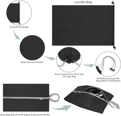 Vista 6 de Cubos de embalaje de compresión para viajes, bolsas organizadoras de maleta, juego de 7 bolsas de viaje expandibles, organizador para equipaje