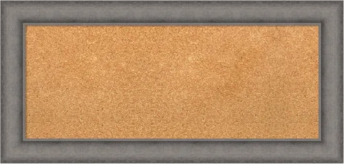 Vista 32 de Amanti Art Natural Cork Board for Wall, 18x24 Vision Board with Grey Wood Frame, Small Corkboard Office Decor for Home Organization, Country Rustic