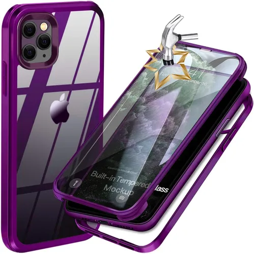 Vista 17 de Funda para iPhone 11 con protector de pantalla [vidrio templado 9H integrado], protección de cuerpo completo 360 de doble capa protectora