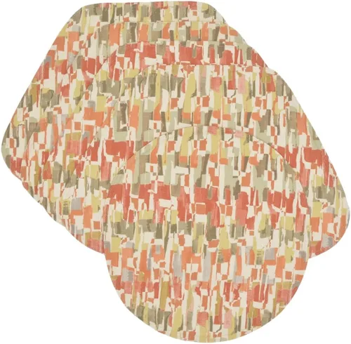 Vista 7 de Britto Garden Party - Juego de dos manteles individuales en forma de cuña con estampado naranja