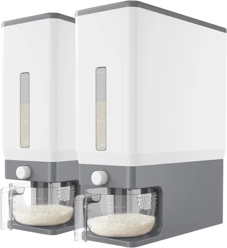 Vista 15 de Lifewit Dispensador de arroz de 25 libras (24.9 lbs), recipiente de almacenamiento de arroz sellado a prueba de humedad con taza medidora para Negro