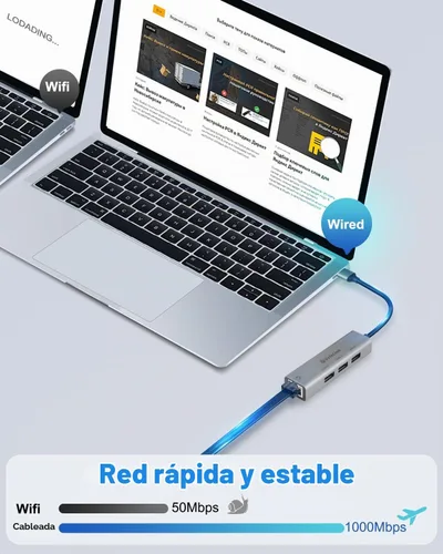 Vista 5 de Adaptador USB a Ethernet, Ethernet a USB, USB a RJ45 para Nintendo Switch 2, adaptador Gigabit Ethernet, red LAN para laptop, MacBook, Chromebook